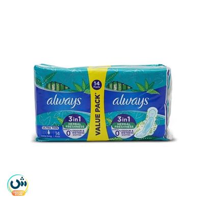 Always Ultra Thin Extra Long Pads 3in1 Herbal Freshness Value Pack
