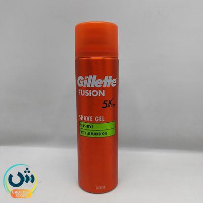 Gillette Fusion 5x Action Shave Gel Sensitive With Almond Oil Scented
