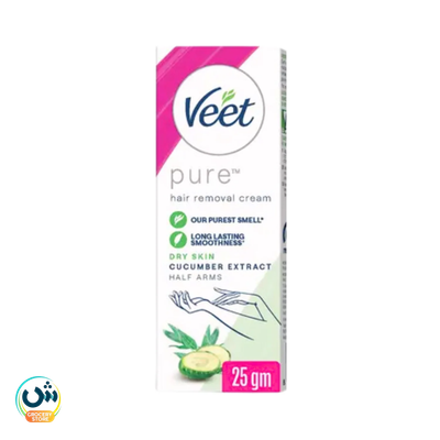 Veet Pure Hair Removal Cream For Dry Skin, Cucumber Extract, Half Arms