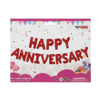 Happy Anniversery Foil Baloon Size:18" 1 Straw 1 Rope