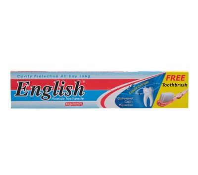 English Fluoride Toothpaste Regularmint with Liquid Calcium, Free Toothbrush