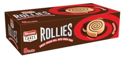 Bisconni Rollies Swiss Cream Roll With Choco Base, Chocolate