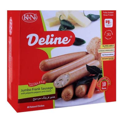 K&N's Deline Jumbo Frank Sausage with Jalapeño Peppers and Cheese, 10 Pieces